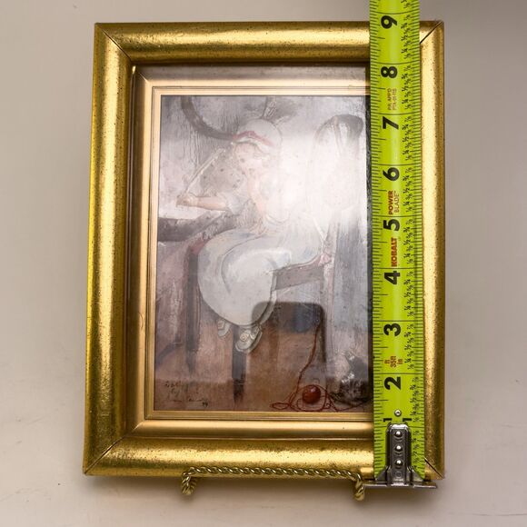 Vintage 3D Dimensional Framed Art 7x9 Gold Frame Victorian Child Scene - Picture 11 of 13